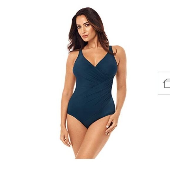Miraclesuit Women Size 18 Nova Green Oceanus Tummy Control Swimsuit Slimming NEW - Picture 1 of 3